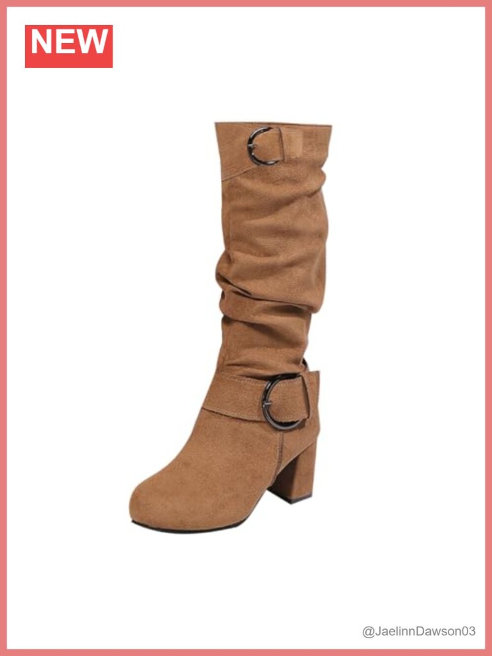 Unifizz Knee High Boots Chunky Block Heel Faux Suede Side Zip
